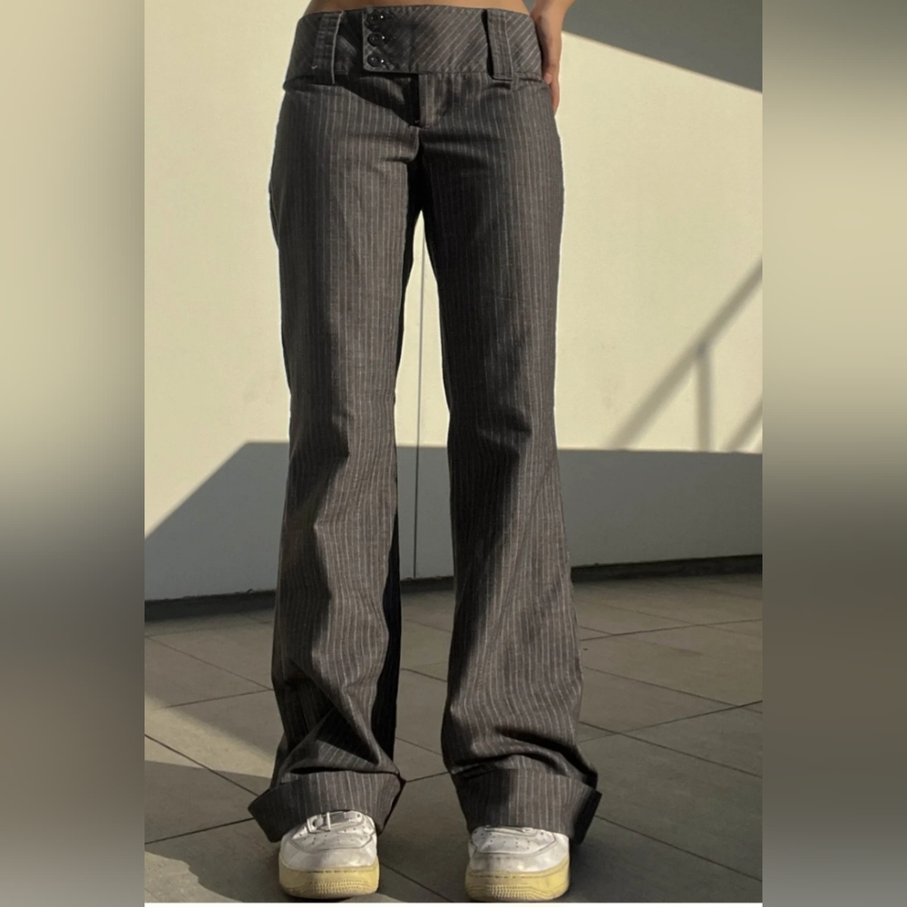 Vintage early 2000’s “Spacegirlz” brand low-rise gray flared trousers Tall Sz 15